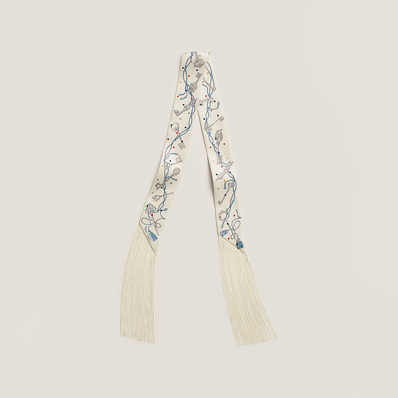 Les Cles a Pois leather fringes Twilly | Hermès USA